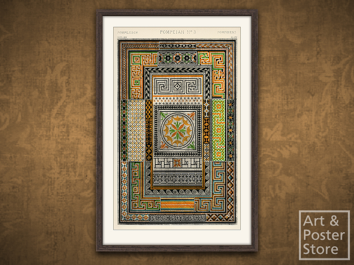 Grammar of Ornament - Pompeian 03 | Mesh Frame with 6 texture options 