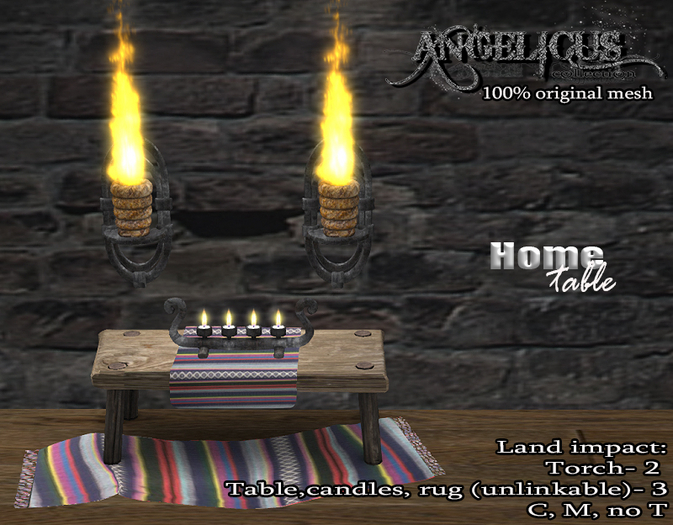 ::ANGELICUS::Home table with candles and rug