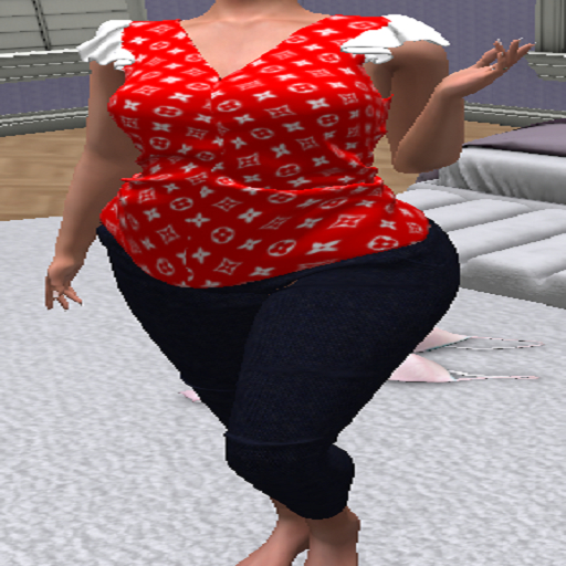 One In A Melon LV red frill tank & jeans