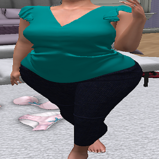 One In A Melon green frill tank & jeans