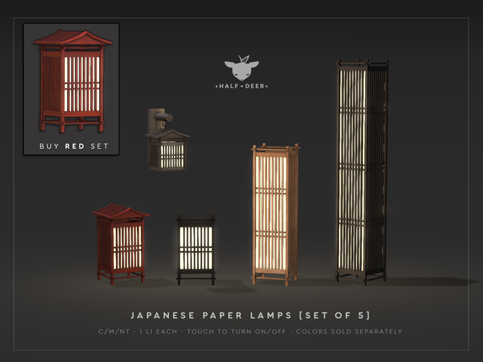 Japanese Paper Lamp [Red Set]