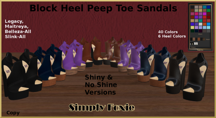 Block Heel Peep toe Sandals With Hud (Boxed)