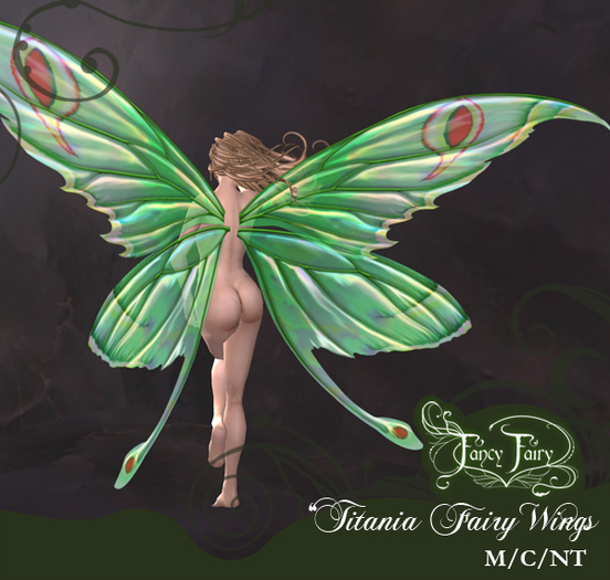 New Titania Scripted Fairy Wings - Luna Green