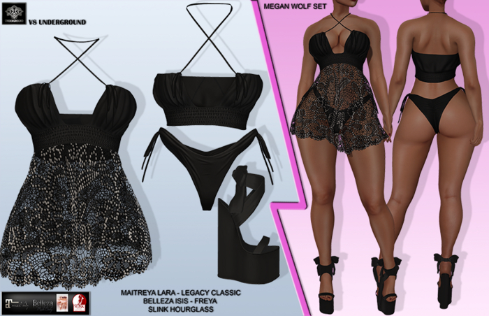 **MEGAN WOLF BLACK RISQUE STYLE COMPLET OUTFIT** (WEAR)