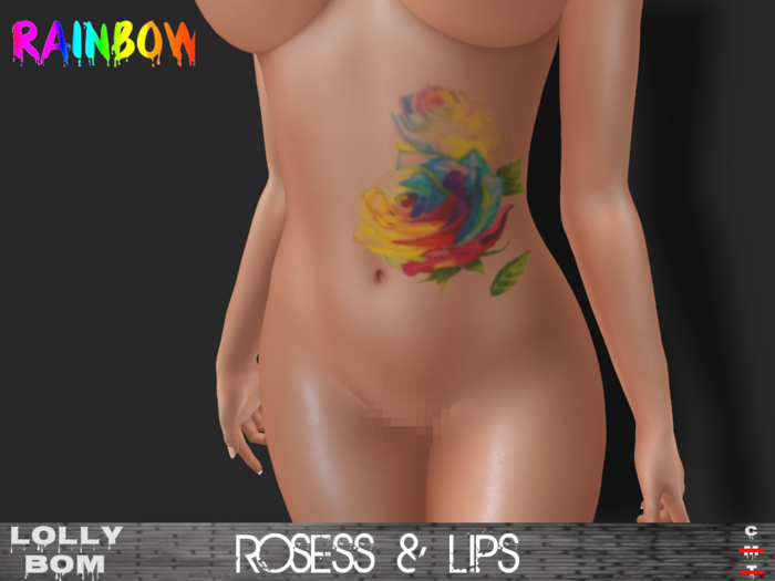 LOLLY's BOM things... [tattoo] RAINBOW - Rose&Lips - Belly