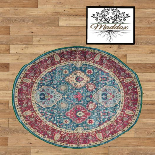 Maddox- Round Rug -Rose & Blue Oriental
