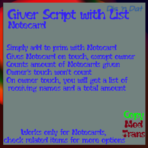 Notecard Giver Script with Recipients List