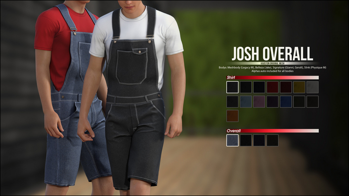[Kauston] Josh Overall (Shrt: Black / Denim: Blue)