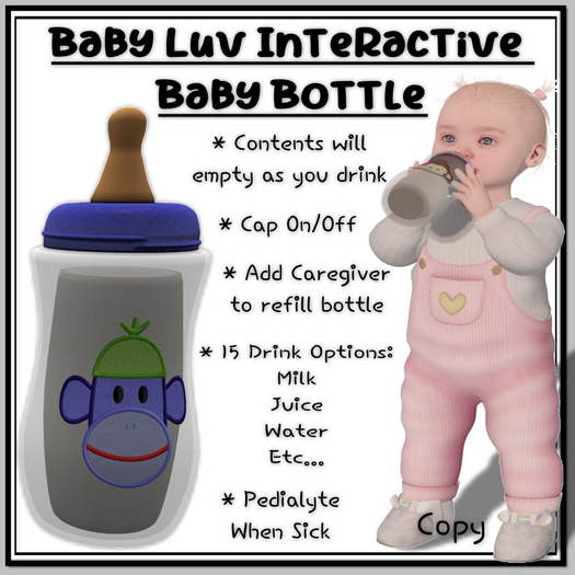 Baby Luv Baby Bottle - Blue Monkey (Add to Open)