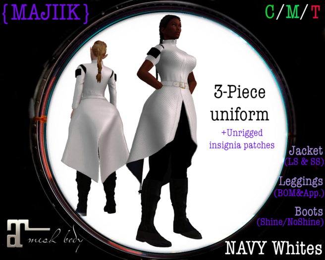 {MAJIIK} Maitreya SGN Female DRESS Uniform - Navy WHT