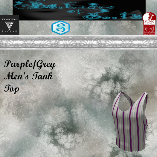 B.O.S.  Purple/Grey Striped Men's Tank Top HUD (Add to Open)