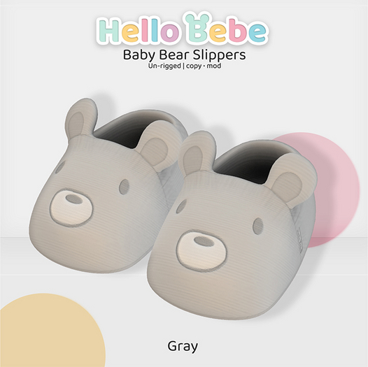 Hello Bebe - Bear Baby Slippers Gray