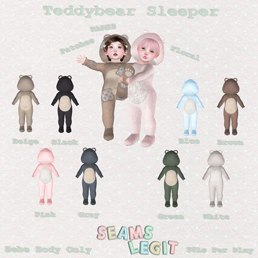 {Seams Legit} Teddybear Sleeper - Blue