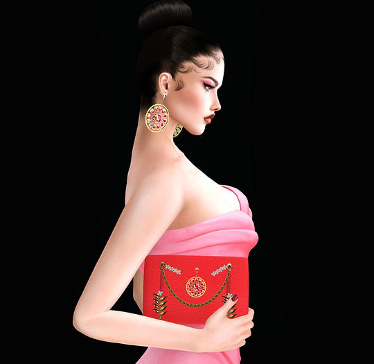 VANESSA CLUTCH & EARRING ROSE (wear me)