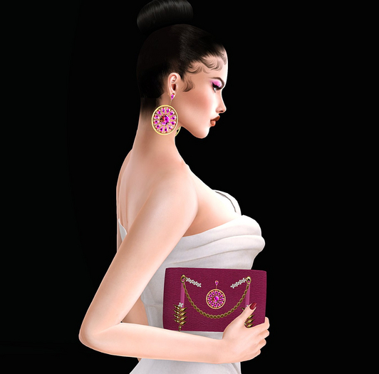 VANESSA CLUTCH & EARRING MAGENTA (wear me)