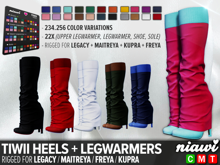 Tiwii Heels + Legwarmers (Maitreya, Legacy Kupra, Freya) - Niawi
