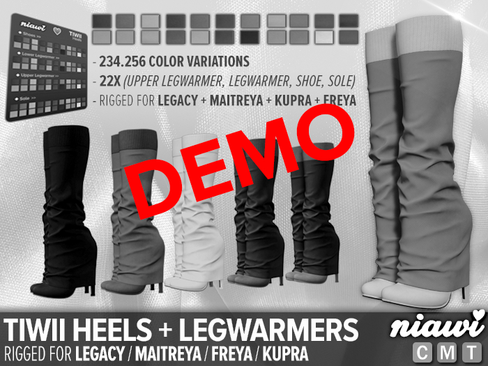 Tiwii Heels + Legwarmers DEMO (Maitreya, Legacy Kupra, Freya) - Niawi