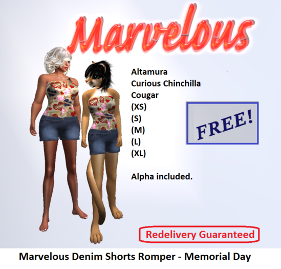 Marvelous Denim Shorts Romper- Memorial Day - FREE!
