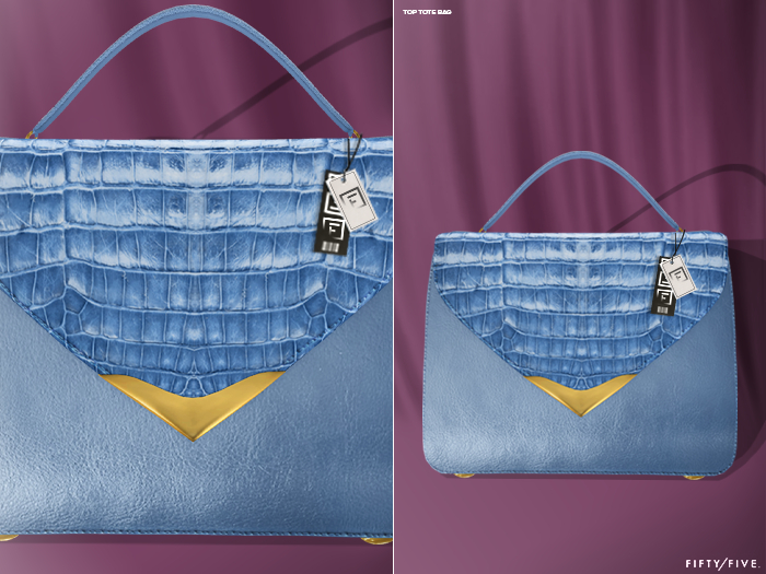 FIFTY/FIVE. "Call Me" - Top Tote Bag - Blue