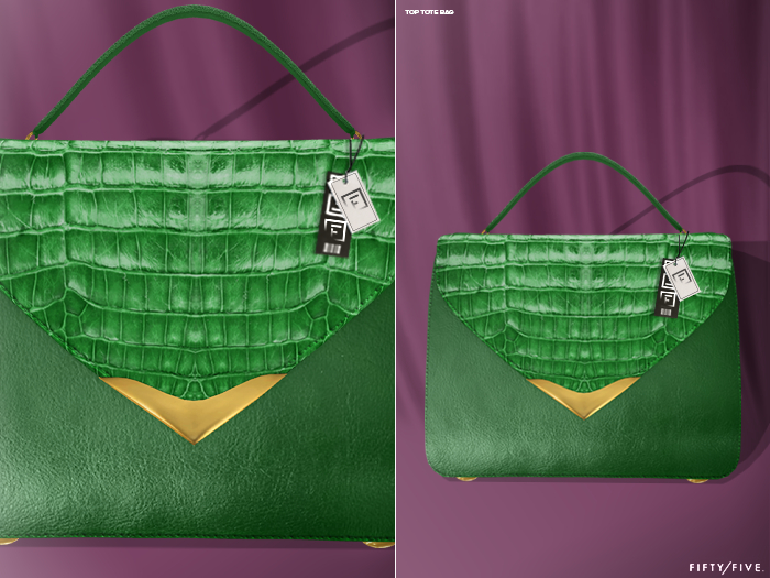 FIFTY/FIVE. "Call Me" - Top Tote Bag - Green