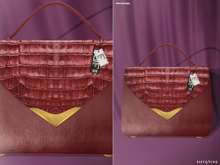 FIFTY/FIVE. "Call Me" - Top Tote Bag - Maroon