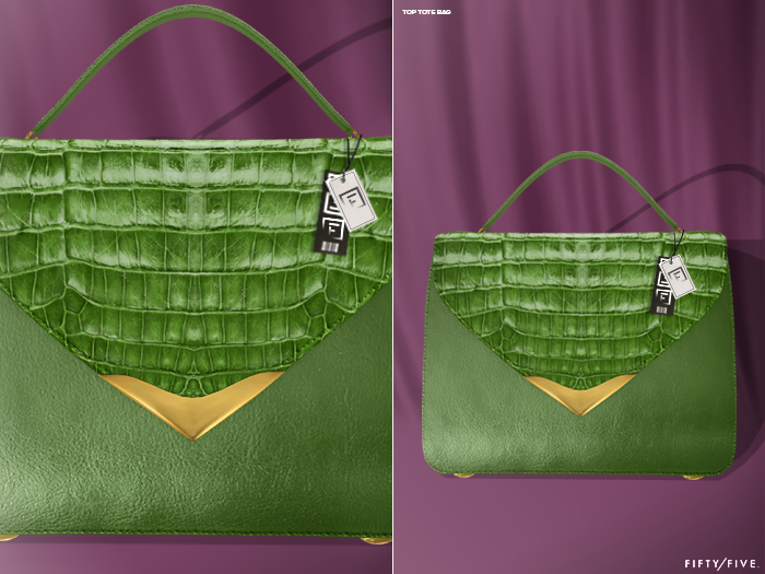 FIFTY/FIVE. "Call Me" - Top Tote Bag - Olive Green