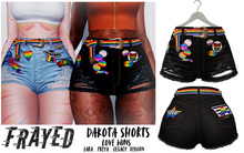 Frayed - Dakota Shorts - Love Wins - Black
