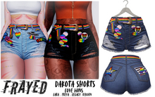 Frayed - Dakota Shorts - Love Wins - Blue