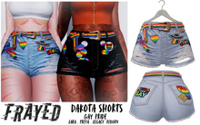 Frayed - Dakota Shorts - Gay Pride - Light Blue