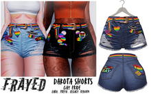 Frayed - Dakota Shorts - Gay Pride - Blue