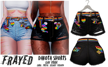 Frayed - Dakota Shorts - Gay Pride - Black