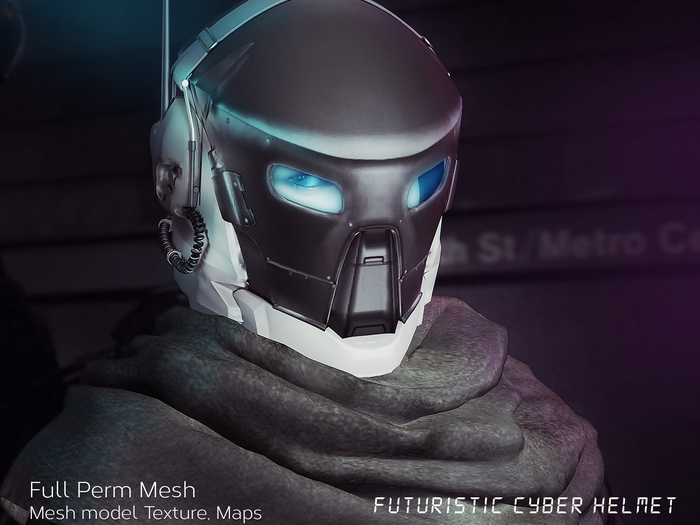 Full Perm Mesh Futuristic Cyber Helmet (Non rigged)