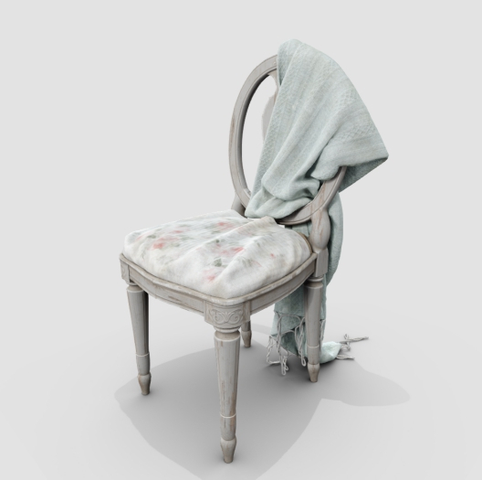 3. Nutmeg. Delicate Glamor Distressed Chair w/Throw RARE