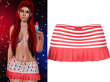Regina Pleated Skirt [Patriot Red Stripe] - Maitreya Lara • Legacy • Reborn