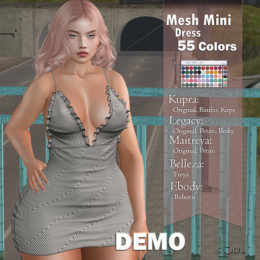 !Soul DEMO Mesh Mini Dress 55 Texture Leg.,Maitr.,Kupr,Rebo