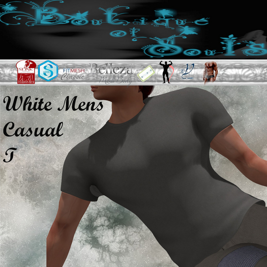 B.O.S. White Mens Casual T size HUD (Add to Open)