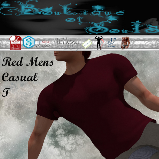 B.O.S. Red Mens Casual T size HUD (Add to Open)