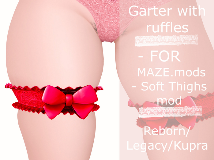 Garter with ruffles RED 2 SOFT THIGHS Reborn/Kupra