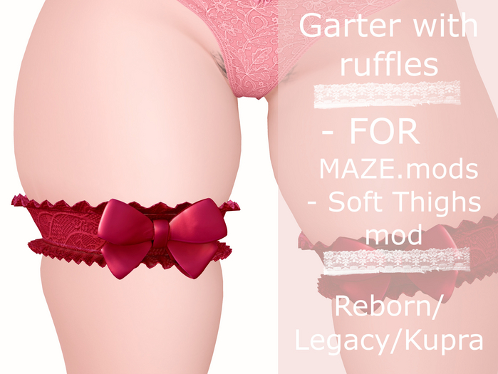 Garter with ruffles RED 1 SOFT THIGHS Reborn/Kupra