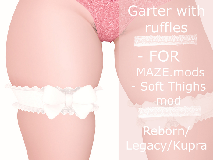 Garter with ruffles WHITE SOFT THIGHS Reborn/Kupra