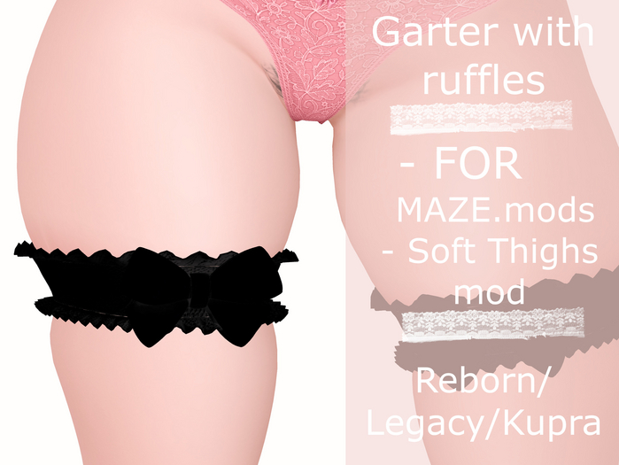 Garter with ruffles BLACK SOFT THIGHS Reborn/Kupra