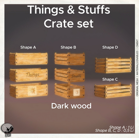 *PC* Things & stuffs Crate Set Dark Wood 