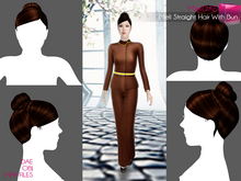 Dae, Obj, FBX, And Texture Files  Rigged Up Style Straight Female Hair With Bun