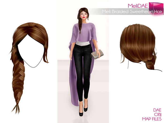 Dae, Obj, FBX, And Texture Files Rigged Braided Sweetheart Hair