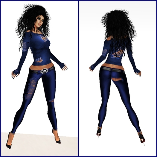 ! PROMO ! REBEL,VAMPIRE,PANTS,SHIRT,GLOVES COLOR BLUE !!!