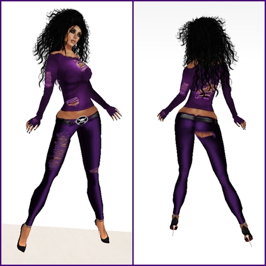 ! PROMO ! REBEL,VAMPIRE,PANTS,SHIRT,GLOVES COLOR  PURPLE !!!