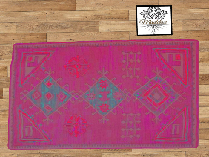 Maddox-Area Rug -Hot Pink & Turquoise Primative