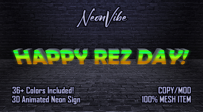 3D Animated Mesh Neon Sign (HAPPY REZ DAY!) [A-02]