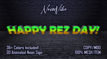 3D Animated Mesh Neon Sign (HAPPY REZ DAY!) [A-02]