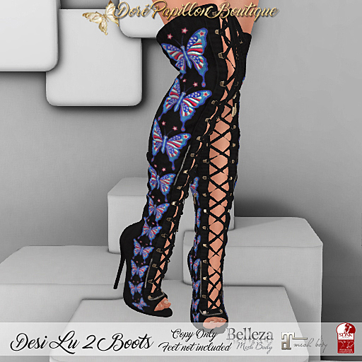 DPB Desi Lu 2 Boots - 4th of July Black *Maitreya, Slink & Belleza*